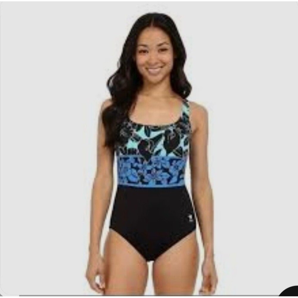 TYR Durafast Women's Narciso ControlFit One Piece Swimsuit Blue/black Sz 20 New